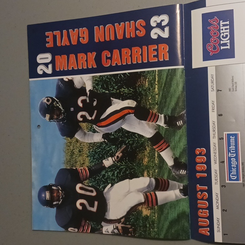 Official 1992 Chicago Bears Calendar w/ Tom Waddle Autograph #eshopchicago - Picture 15 of 16